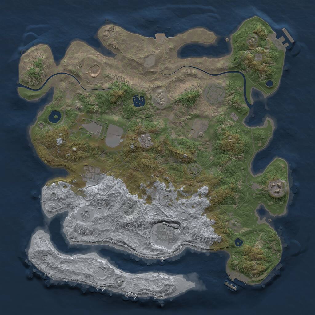 Rust Map: Procedural Map, Size: 3750, Seed: 944005404, 15 Monuments