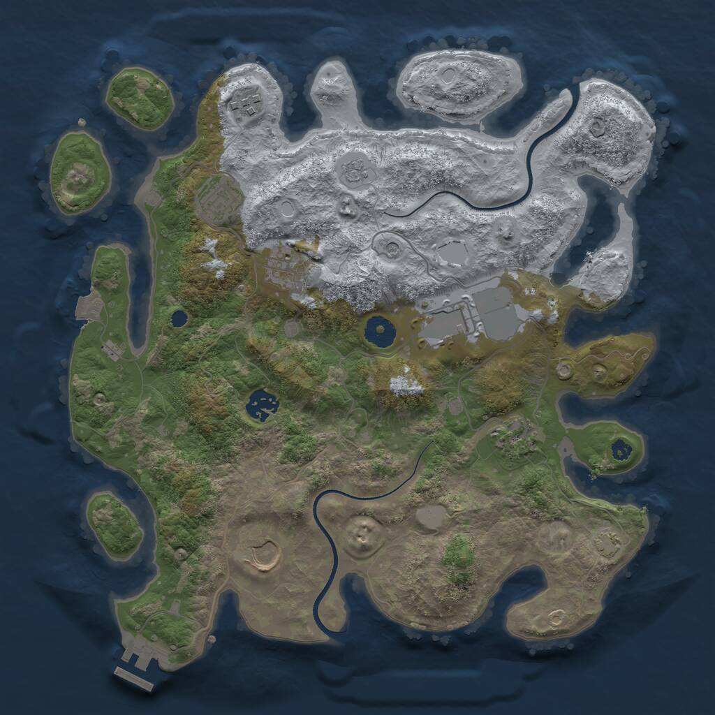 Rust Map: Procedural Map, Size: 3500, Seed: 304867199, 12 Monuments