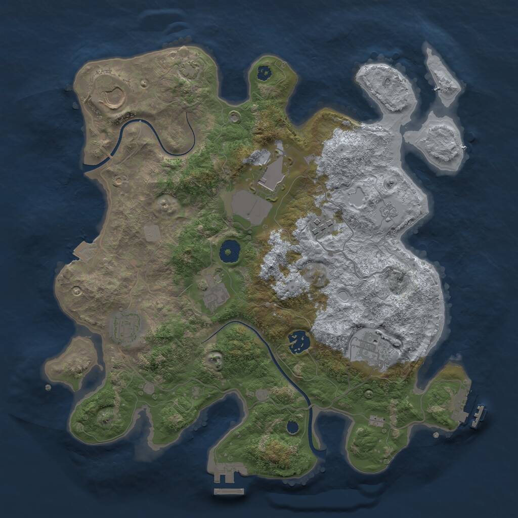 Rust Map: Procedural Map, Size: 3500, Seed: 1934596596, 12 Monuments