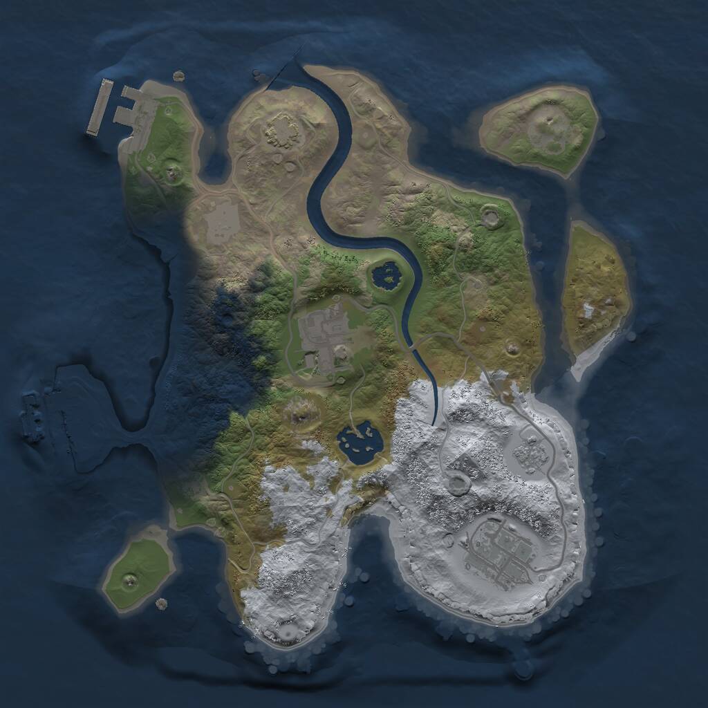 Rust Map: Procedural Map, Size: 2500, Seed: 1610251106, 8 Monuments