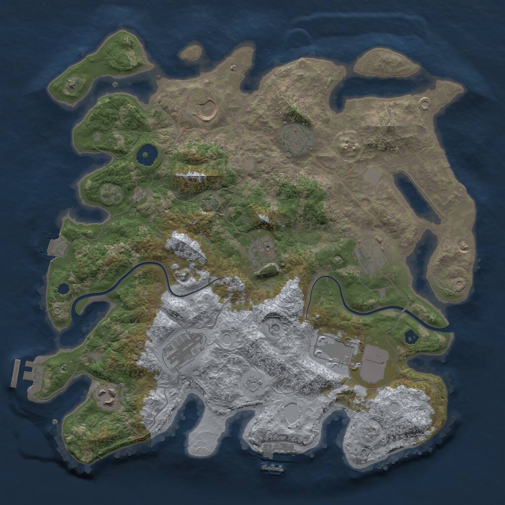 Rust Map: Procedural Map, Size: 3600, Seed: 12203, 13 Monuments