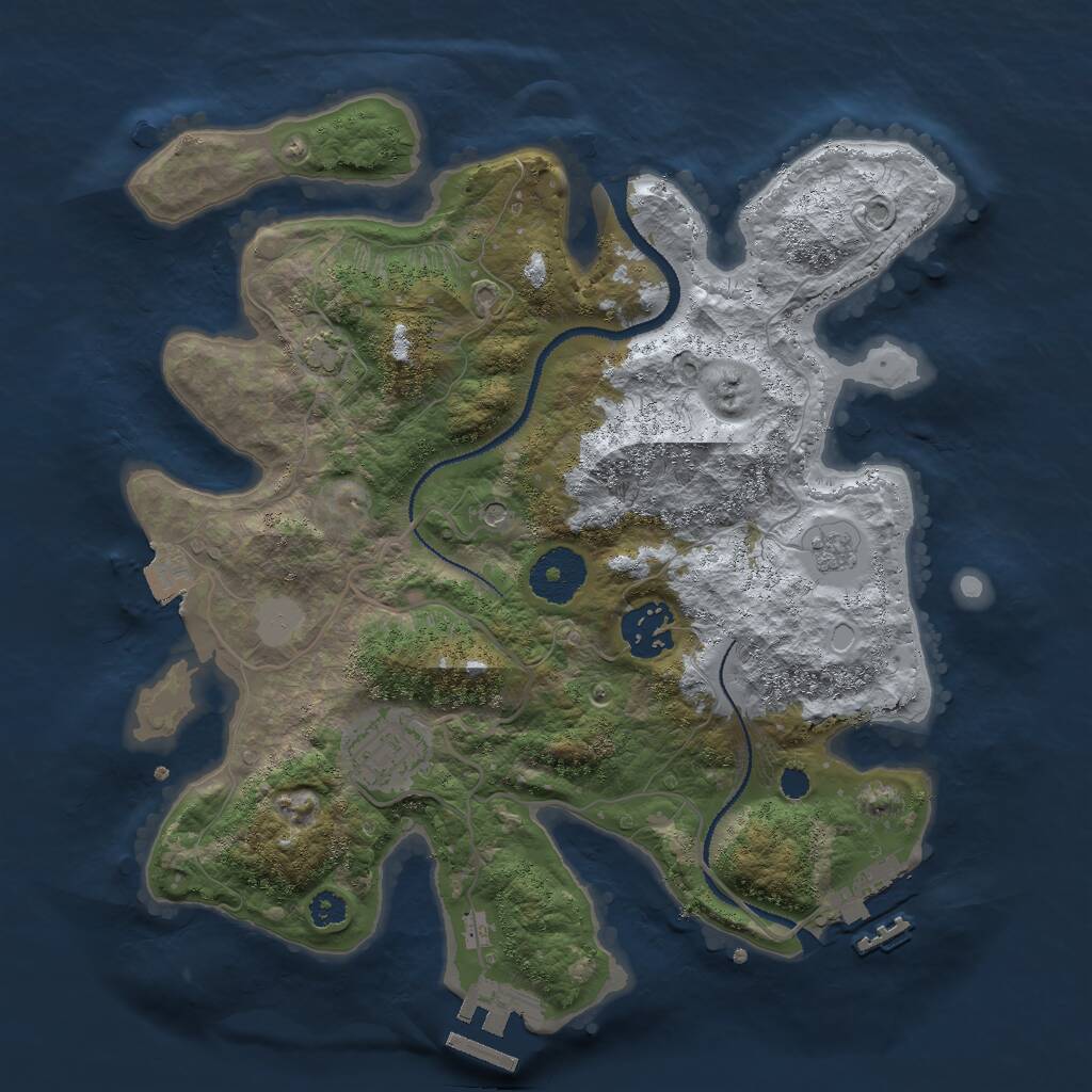 Rust Map: Procedural Map, Size: 3000, Seed: 1132154648, 8 Monuments