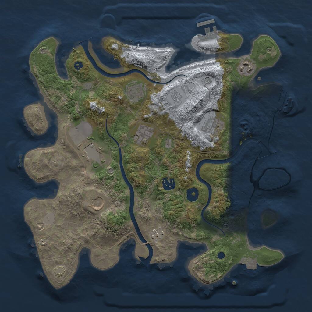 Rust Map: Procedural Map, Size: 3500, Seed: 20250102, 14 Monuments