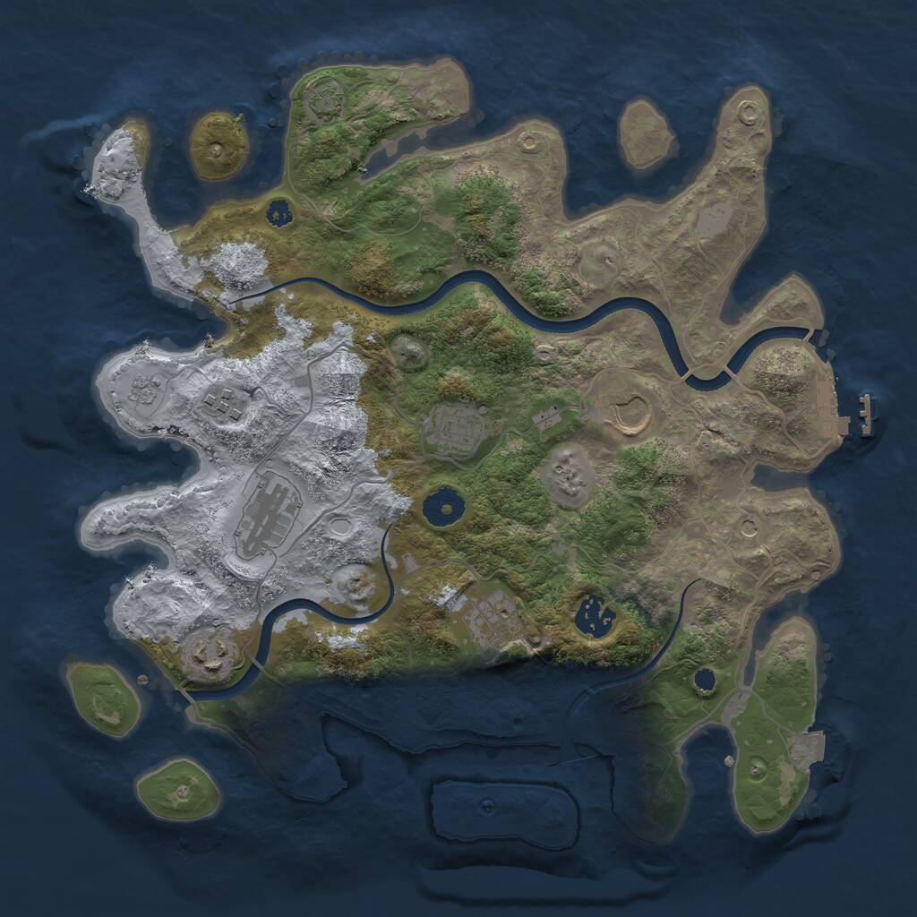 Rust Map: Procedural Map, Size: 3500, Seed: 1267960280, 12 Monuments