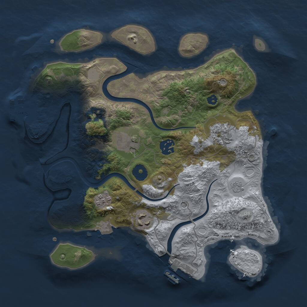 Rust Map: Procedural Map, Size: 3000, Seed: 73654, 11 Monuments