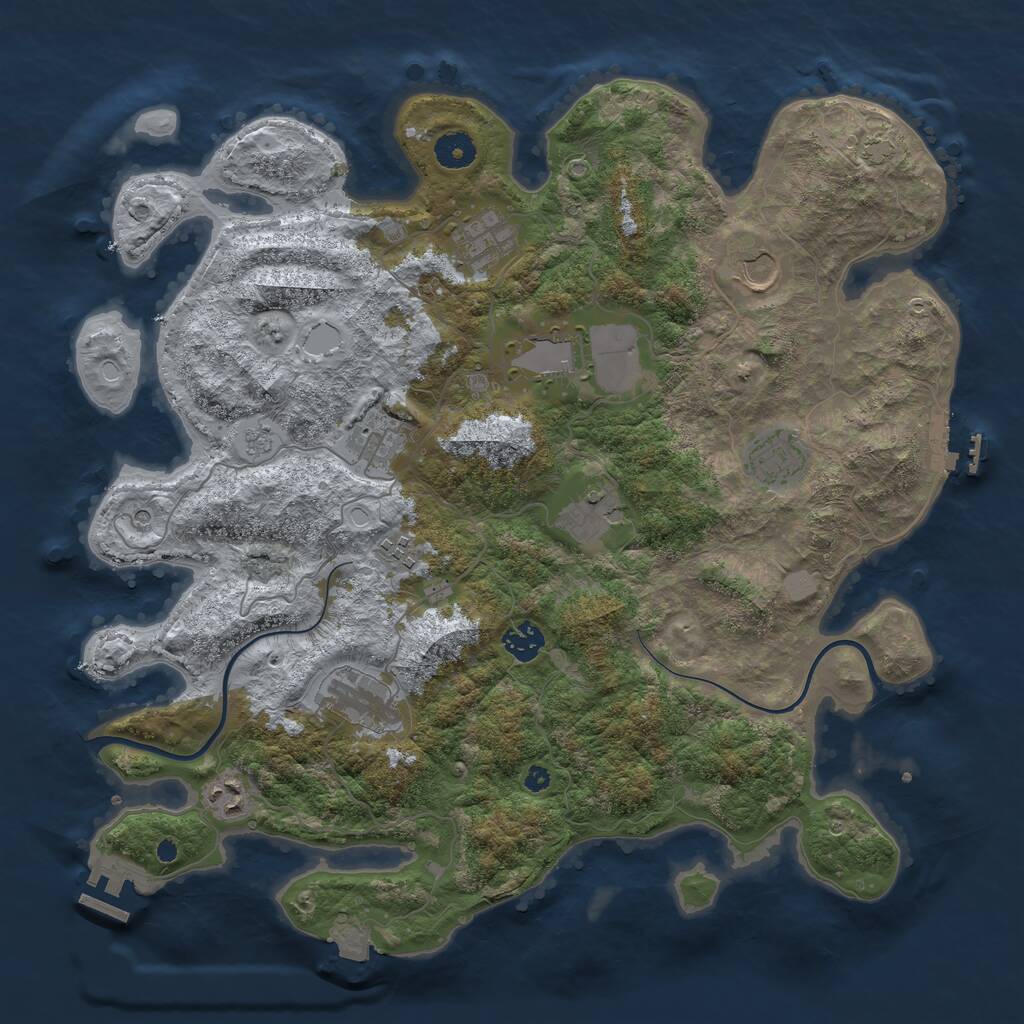 Rust Map: Procedural Map, Size: 3950, Seed: 167892736, 16 Monuments