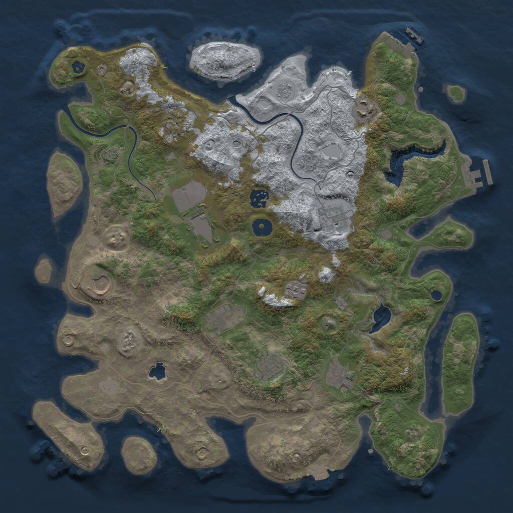 Rust Map: Procedural Map, Size: 4000, Seed: 637918703, 16 Monuments