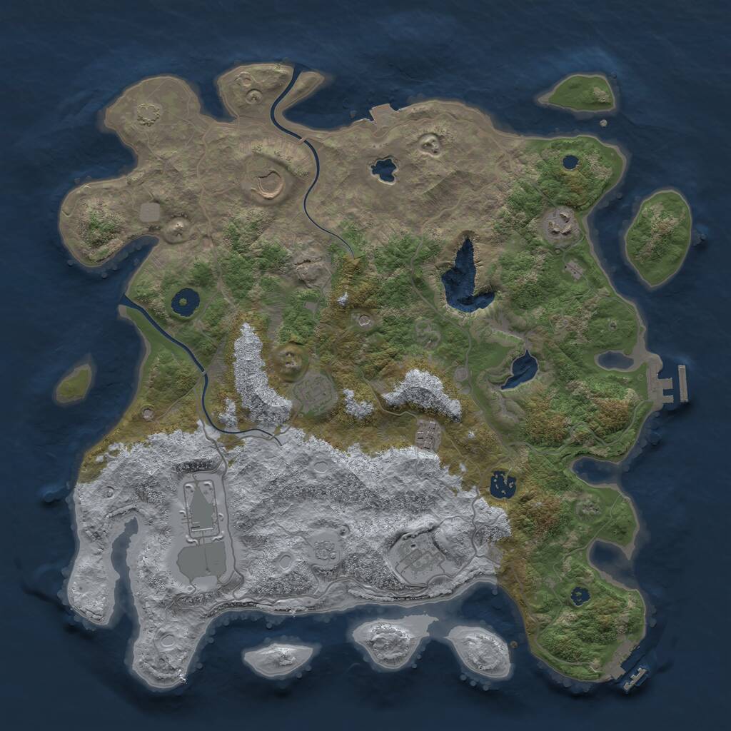 Rust Map: Procedural Map, Size: 4000, Seed: 673985323, 13 Monuments