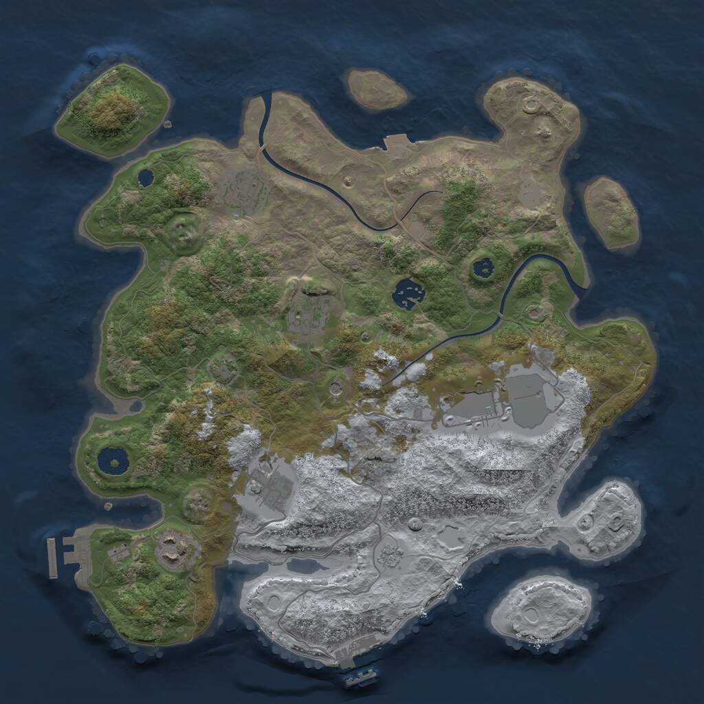 Rust Map: Procedural Map, Size: 3500, Seed: 592693171, 12 Monuments