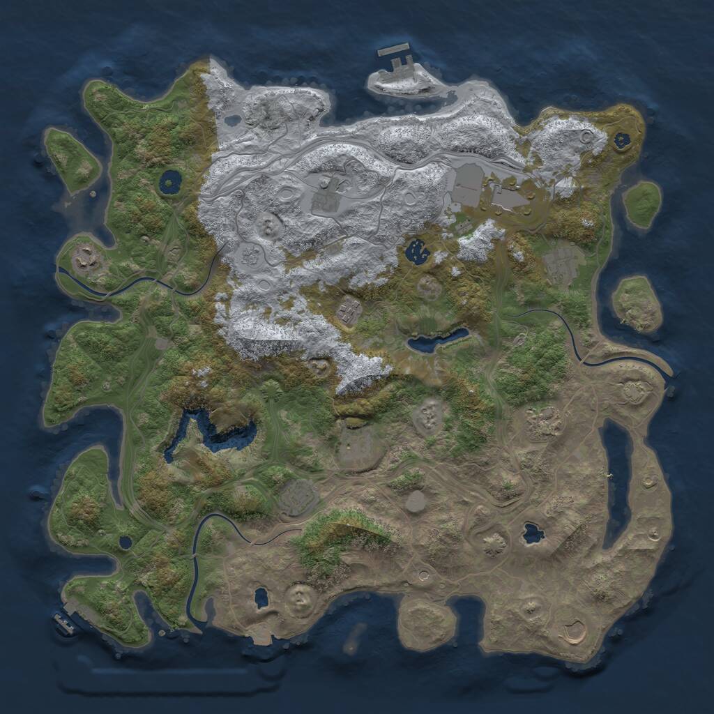 Rust Map: Procedural Map, Size: 4500, Seed: 7114221, 16 Monuments