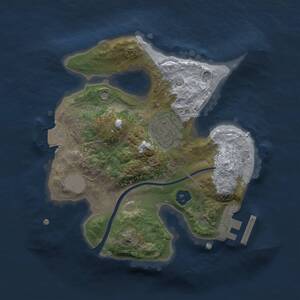Thumbnail Rust Map: Procedural Map, Size: 2000, Seed: 123454477, 3 Monuments