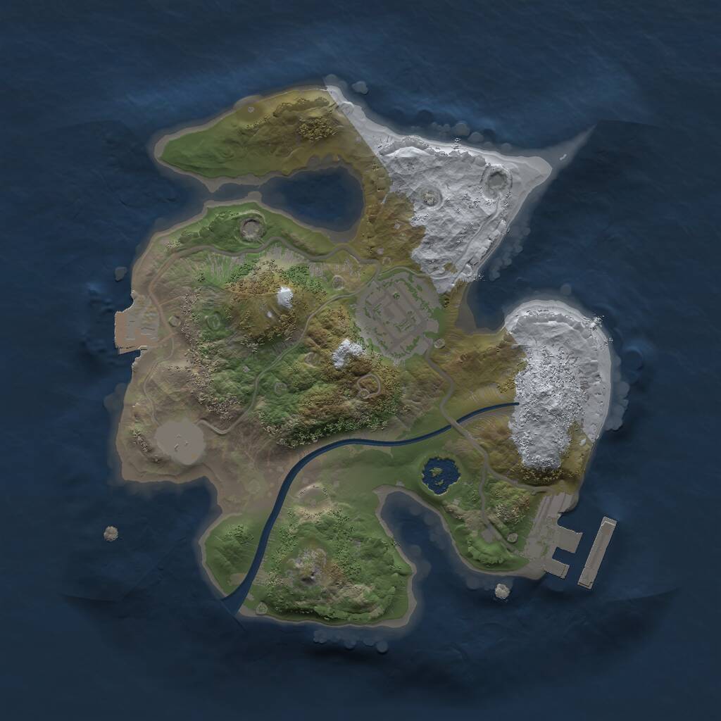 Rust Map: Procedural Map, Size: 2000, Seed: 123454477, 3 Monuments