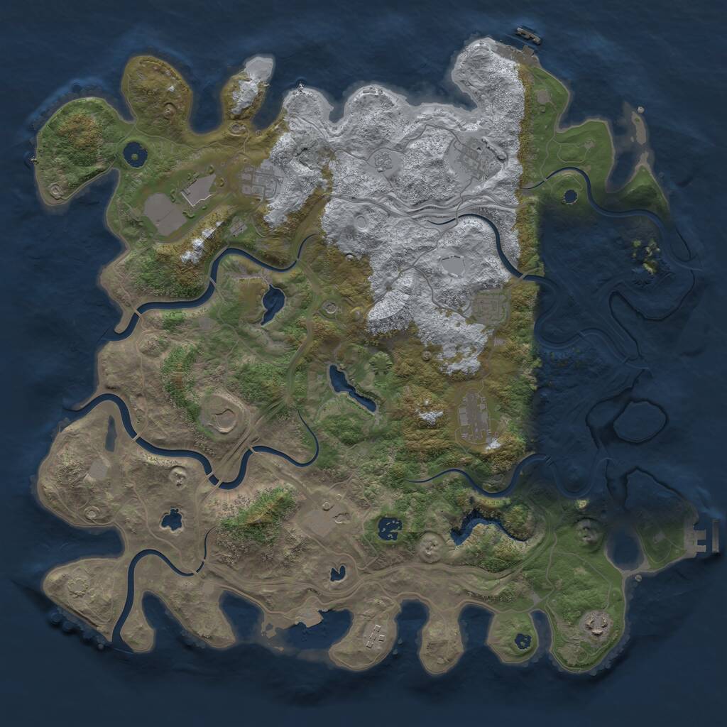 Rust Map: Procedural Map, Size: 4500, Seed: 230325, 16 Monuments