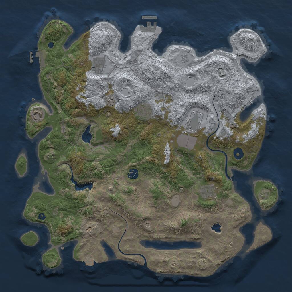 Rust Map: Procedural Map, Size: 4000, Seed: 1933070695, 13 Monuments