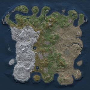 Thumbnail Rust Map: Procedural Map, Size: 3996, Seed: 100, 17 Monuments