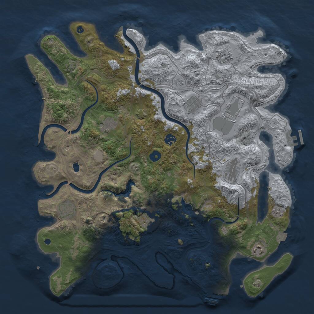Rust Map: Procedural Map, Size: 4250, Seed: 10628, 16 Monuments