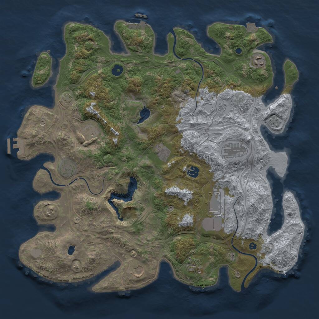 Rust Map: Procedural Map, Size: 4250, Seed: 275647595, 16 Monuments