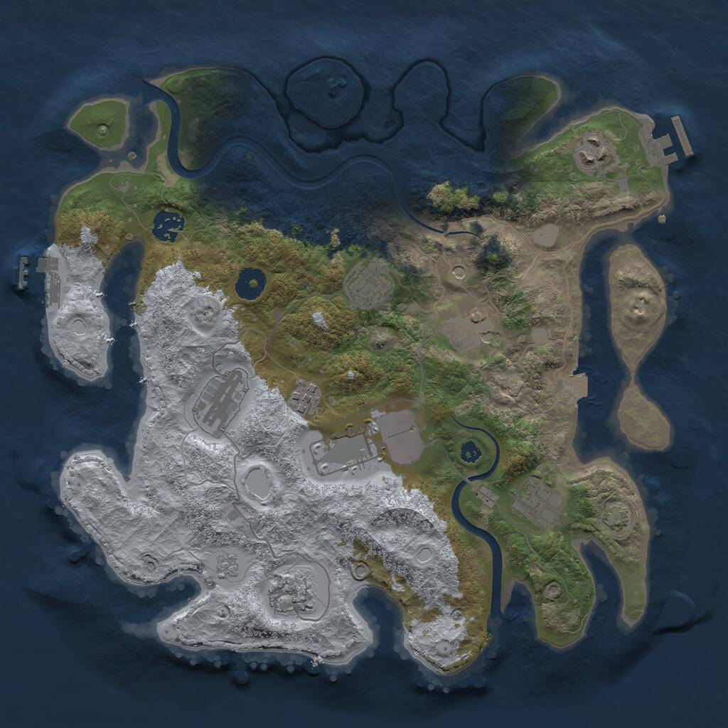 Rust Map: Procedural Map, Size: 3500, Seed: 1057965671, 15 Monuments