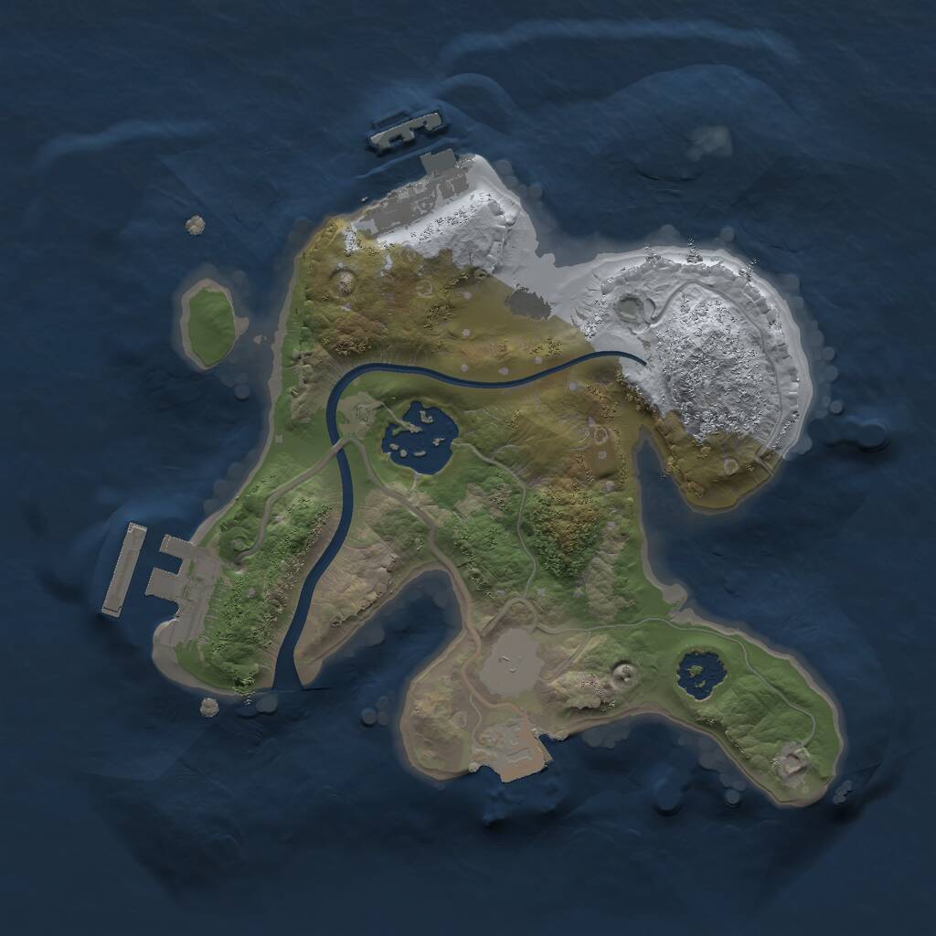 Rust Map: Procedural Map, Size: 2000, Seed: 1501974508, 4 Monuments