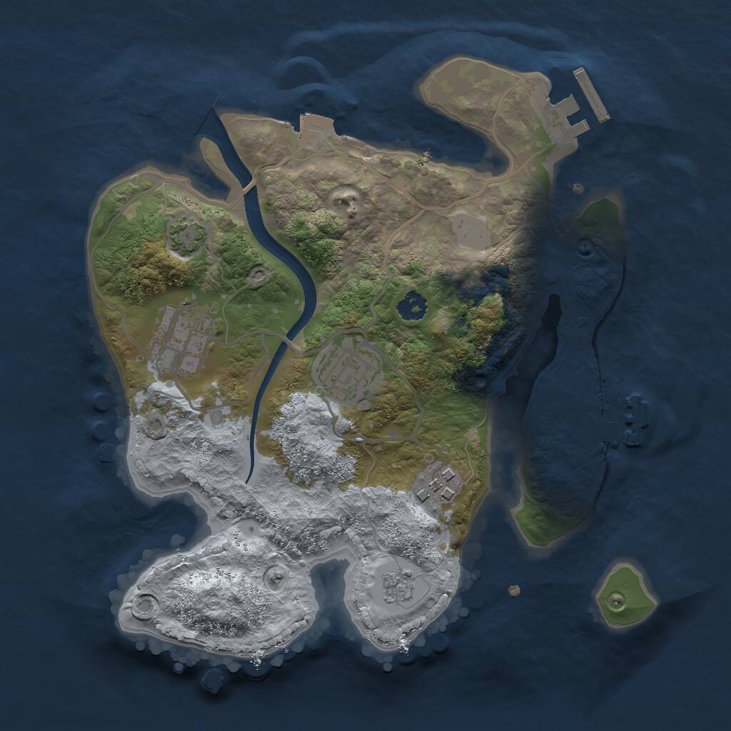 Rust Map: Procedural Map, Size: 2500, Seed: 1279500371, 8 Monuments