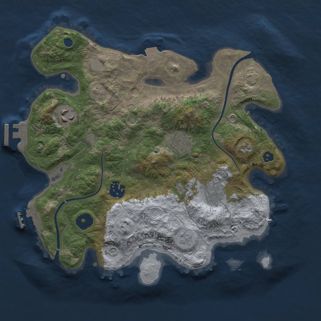 Rust Map: Procedural Map, Size: 3000, Seed: 1255119694, 10 Monuments