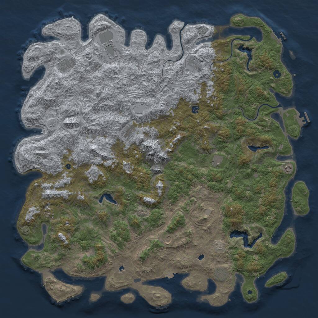 Rust Map: Procedural Map, Size: 6000, Seed: 420694201, 17 Monuments