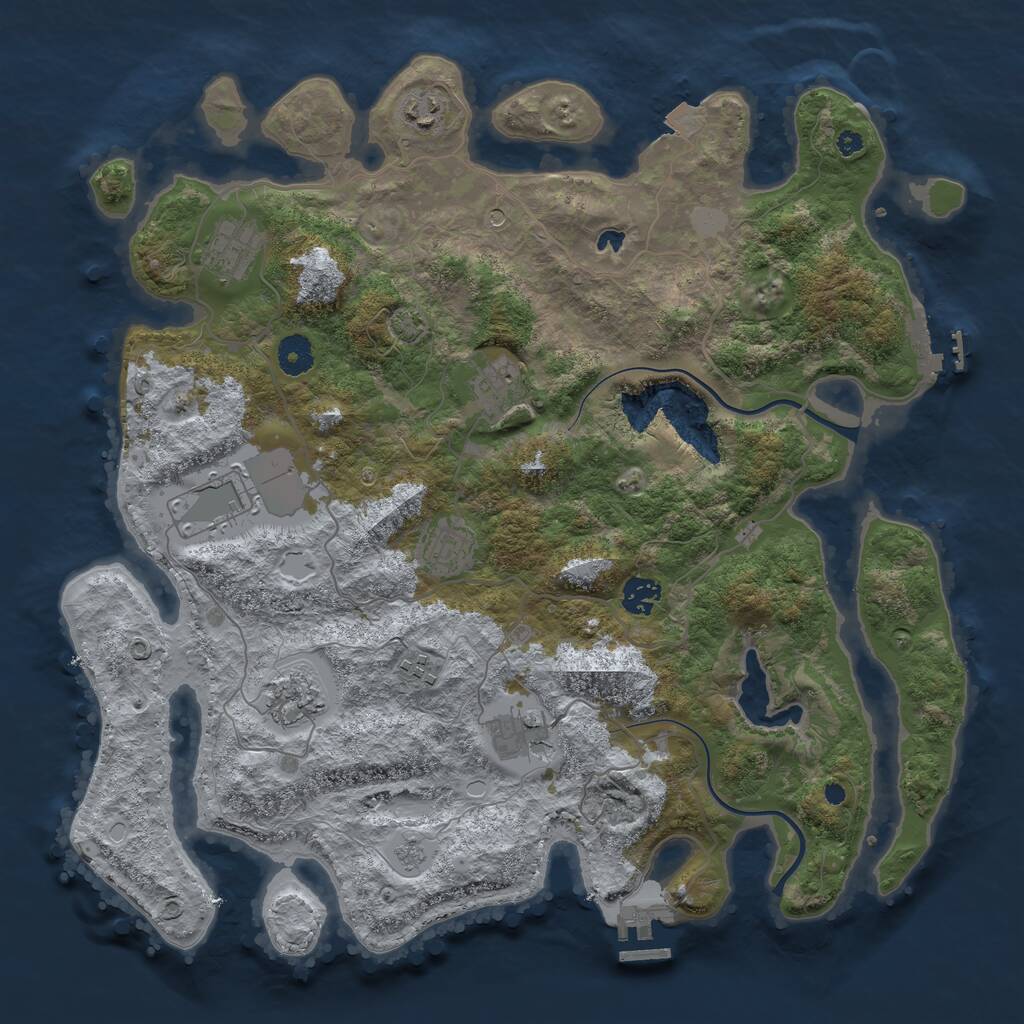 Rust Map: Procedural Map, Size: 4000, Seed: 491810349, 15 Monuments