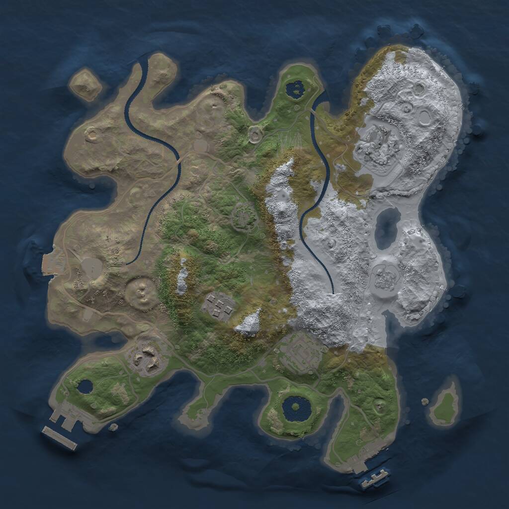 Rust Map: Procedural Map, Size: 2750, Seed: 79078, 9 Monuments