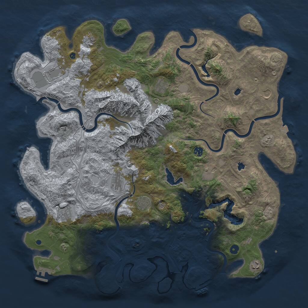 Rust Map: Procedural Map, Size: 5000, Seed: 2109466644, 17 Monuments