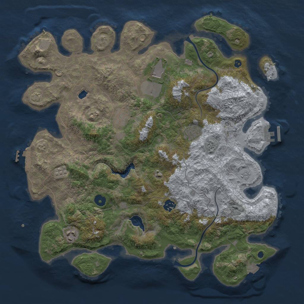 Rust Map: Procedural Map, Size: 4000, Seed: 429293831, 12 Monuments