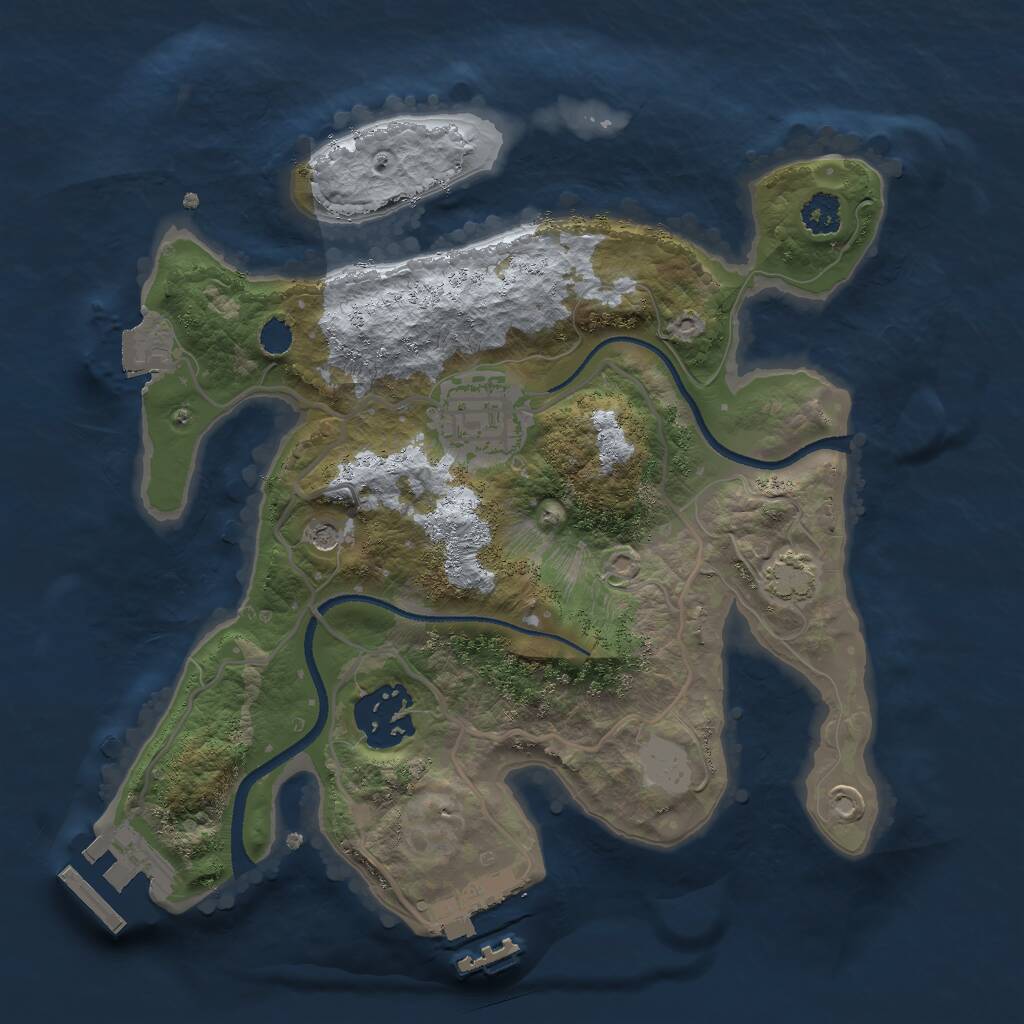 Rust Map: Procedural Map, Size: 2500, Seed: 64065, 7 Monuments