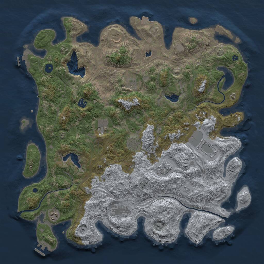 Rust Map: Procedural Map, Size: 4500, Seed: 17545, 16 Monuments