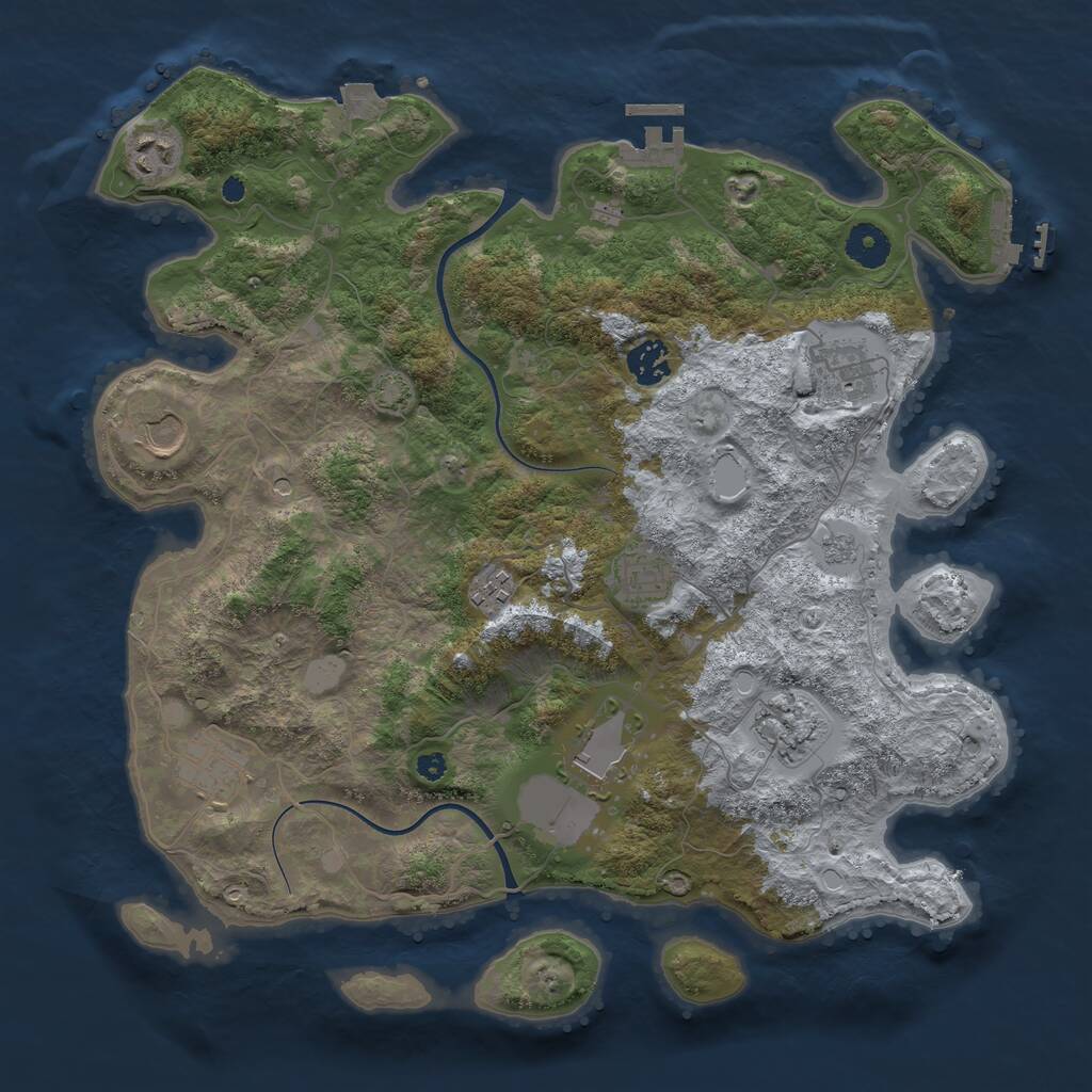 Rust Map: Procedural Map, Size: 3750, Seed: 1808929460, 15 Monuments