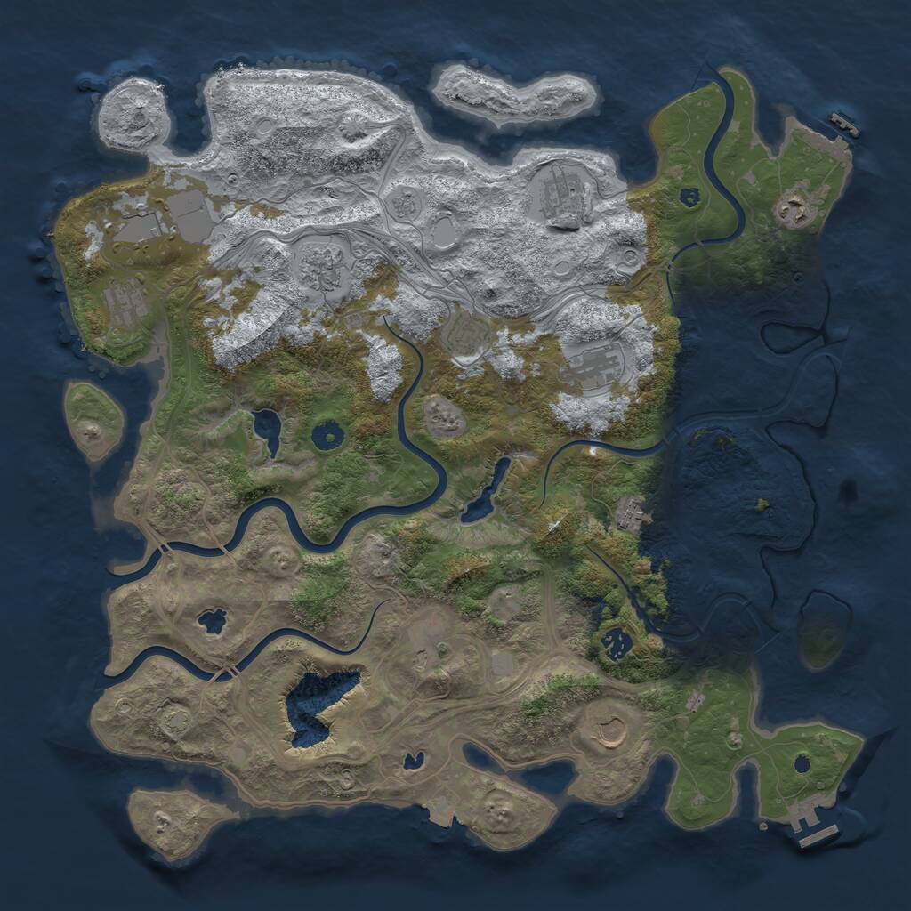 Rust Map: Procedural Map, Size: 4500, Seed: 280454523, 17 Monuments