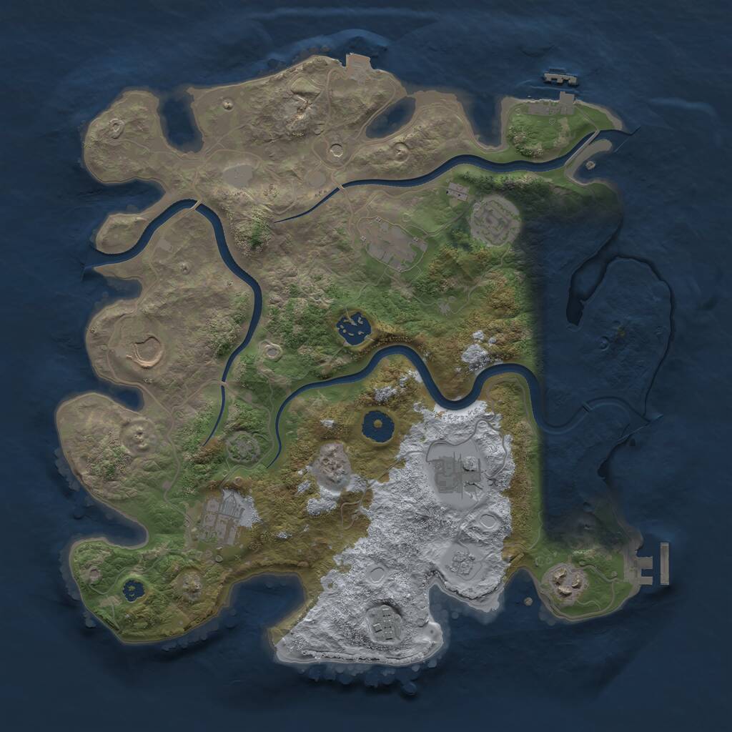 Rust Map: Procedural Map, Size: 3500, Seed: 1283487856, 14 Monuments