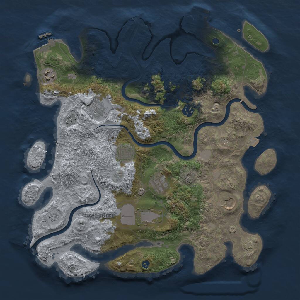 Rust Map: Procedural Map, Size: 3750, Seed: 23123, 14 Monuments