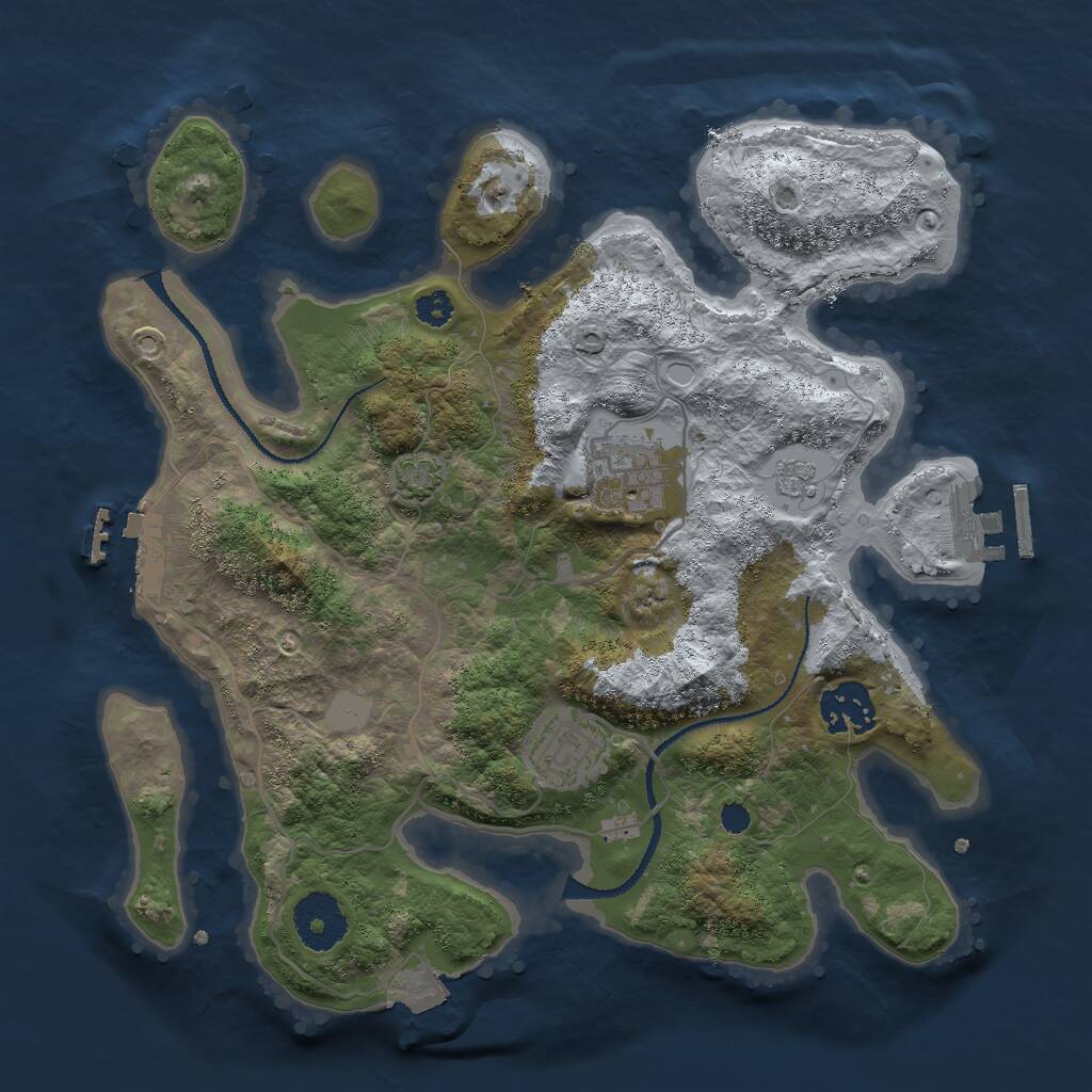 Rust Map: Procedural Map, Size: 3000, Seed: 1967484512, 8 Monuments