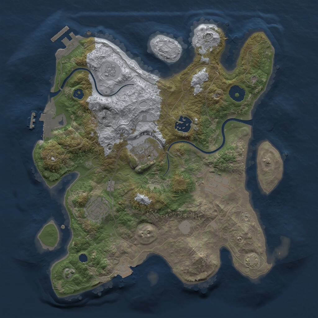 Rust Map: Procedural Map, Size: 3000, Seed: 22078, 9 Monuments