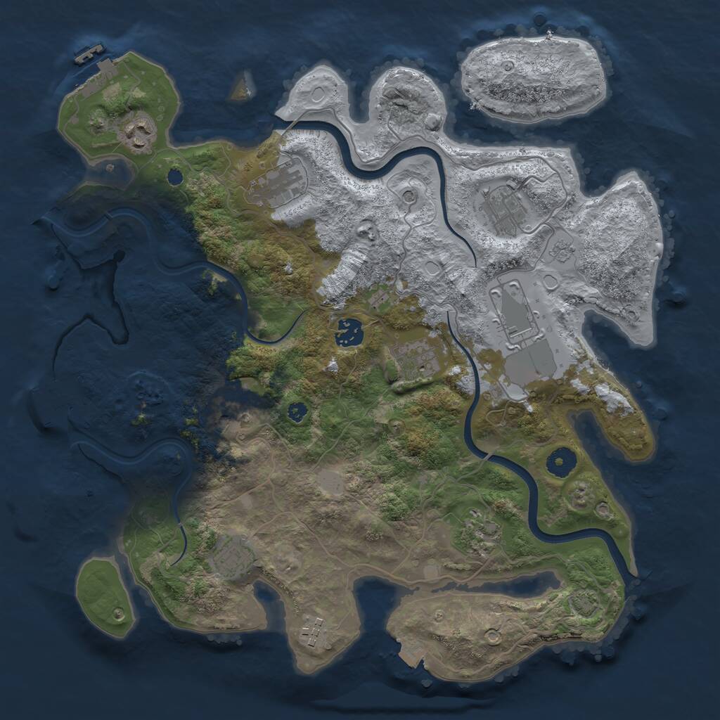 Rust Map: Procedural Map, Size: 3700, Seed: 2123873875, 16 Monuments