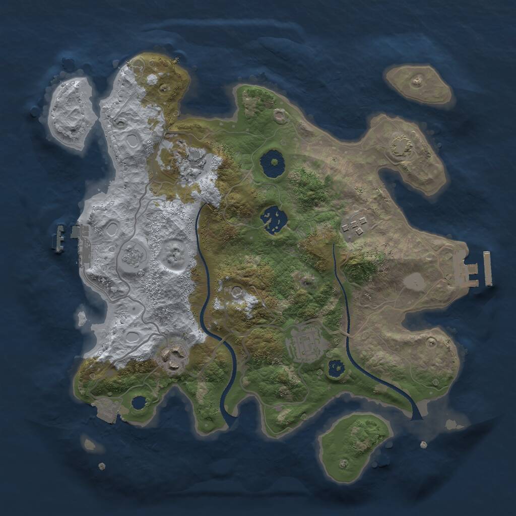 Rust Map: Procedural Map, Size: 3000, Seed: 966733319, 11 Monuments
