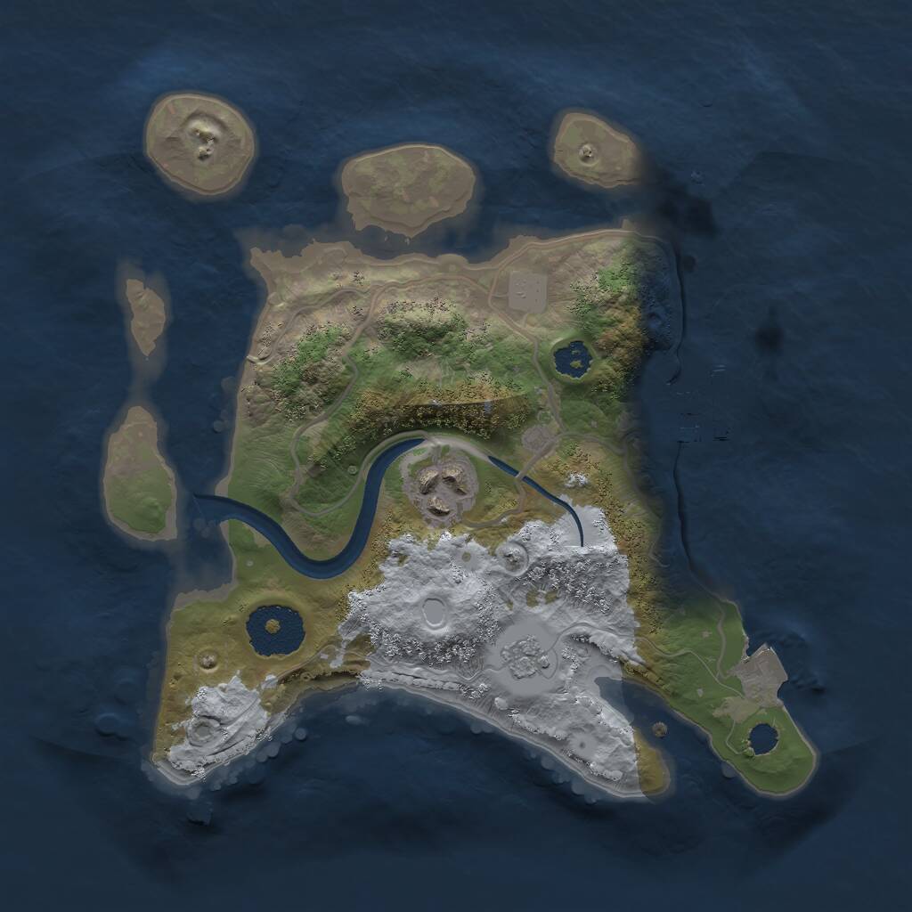 Rust Map: Procedural Map, Size: 2500, Seed: 133454477, 4 Monuments
