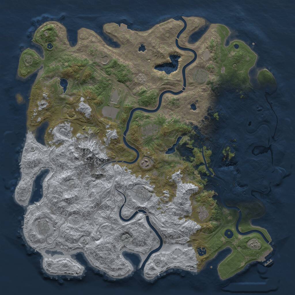 Rust Map: Procedural Map, Size: 5000, Seed: 1862707549, 17 Monuments