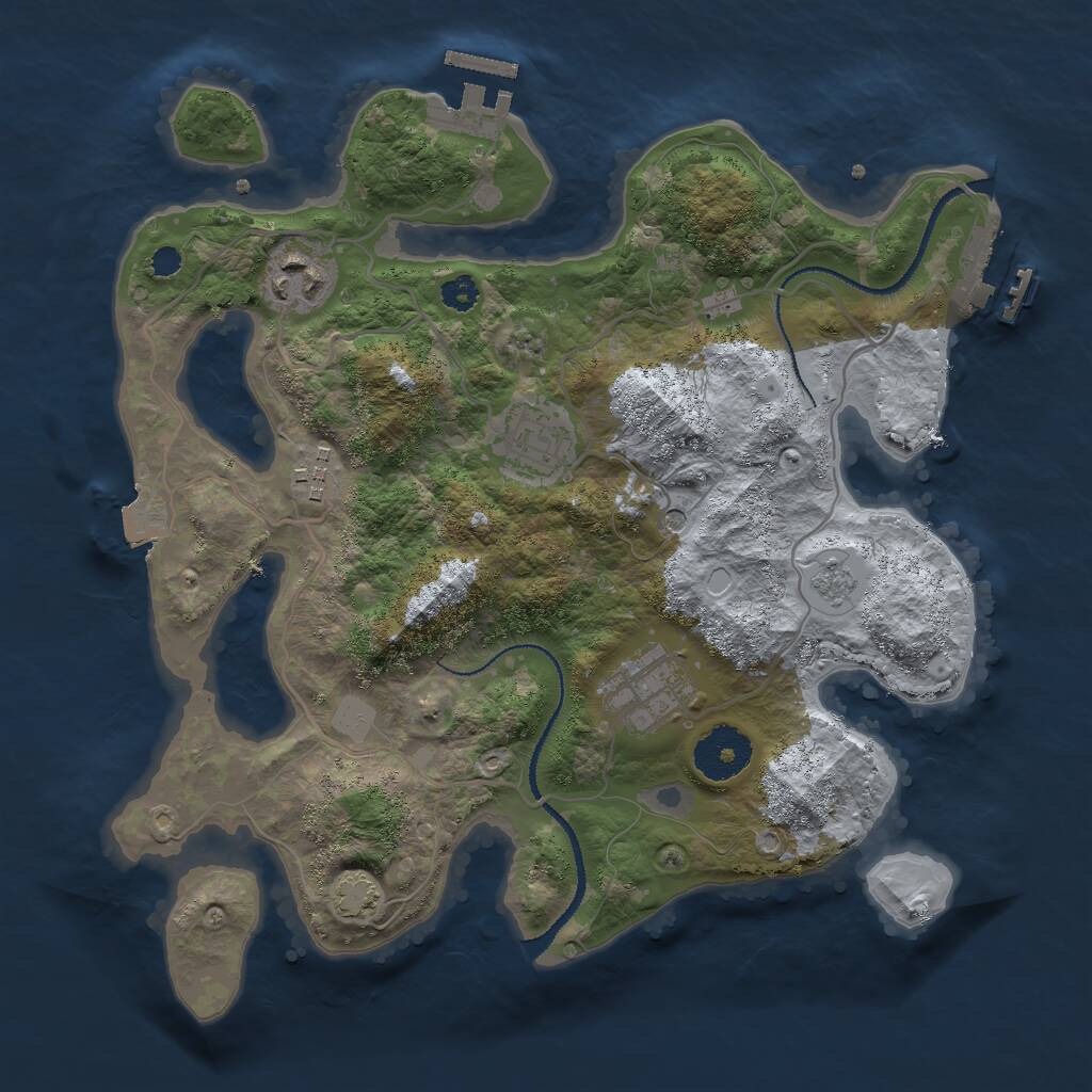Rust Map: Procedural Map, Size: 3000, Seed: 16241, 10 Monuments