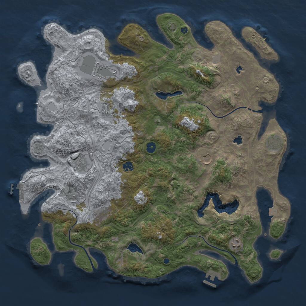 Rust Map: Procedural Map, Size: 4500, Seed: 846140807, 15 Monuments