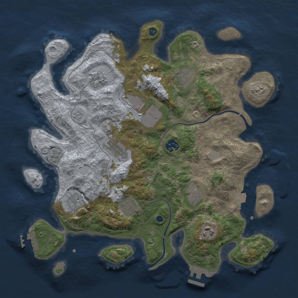Rust Map: Procedural Map, Size: 3600, Seed: 1401560461, 16 Monuments