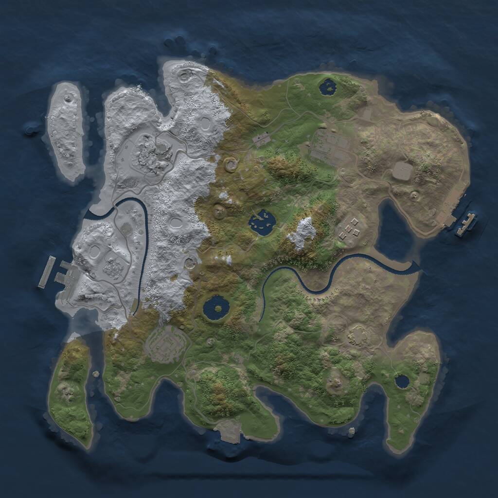 Rust Map: Procedural Map, Size: 3000, Seed: 658565, 11 Monuments