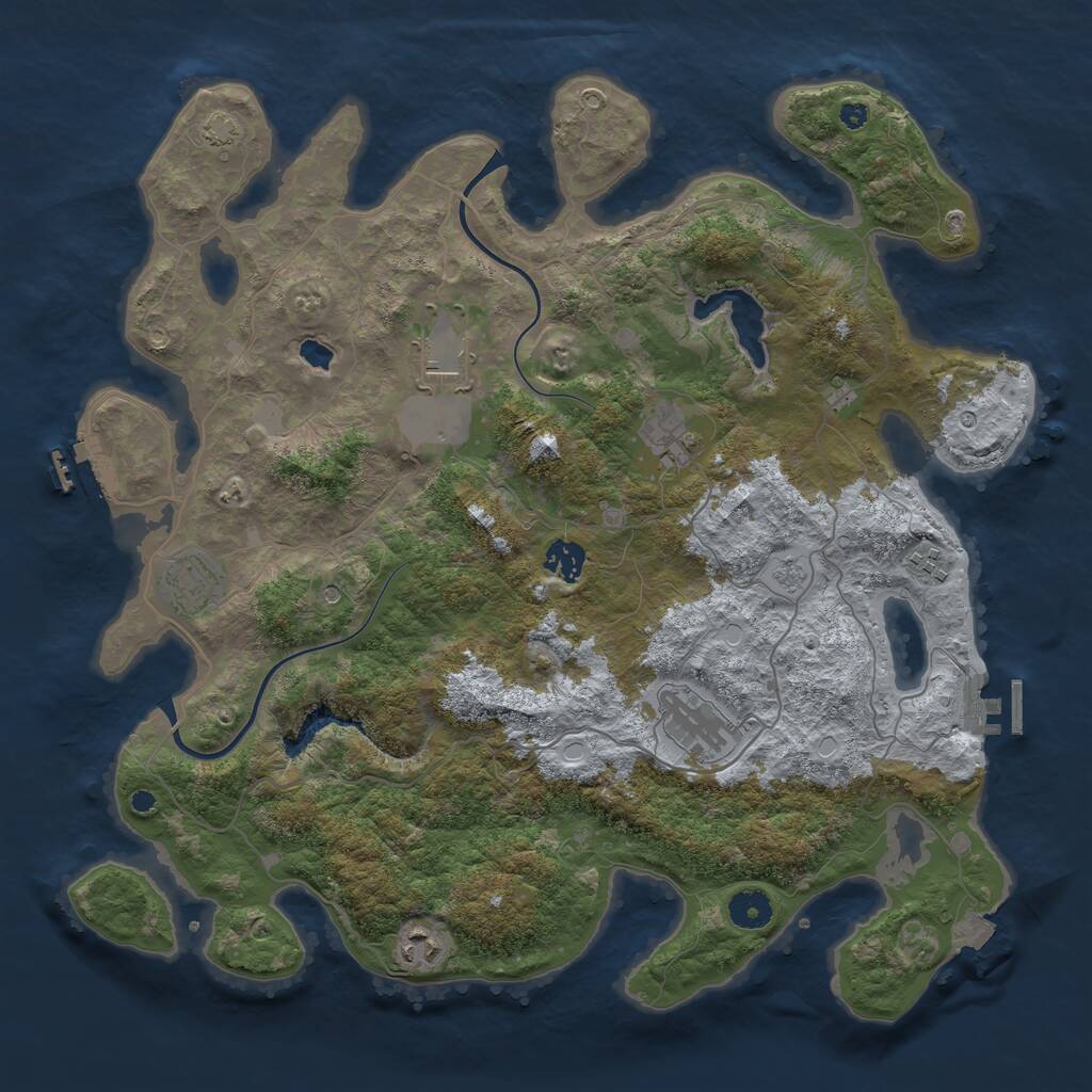 Rust Map: Procedural Map, Size: 4000, Seed: 27159341, 13 Monuments