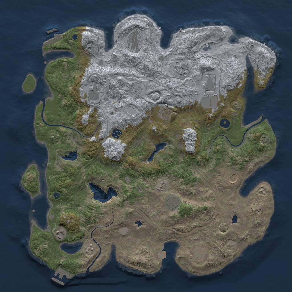 Rust Map: Procedural Map, Size: 4500, Seed: 775347398, 17 Monuments