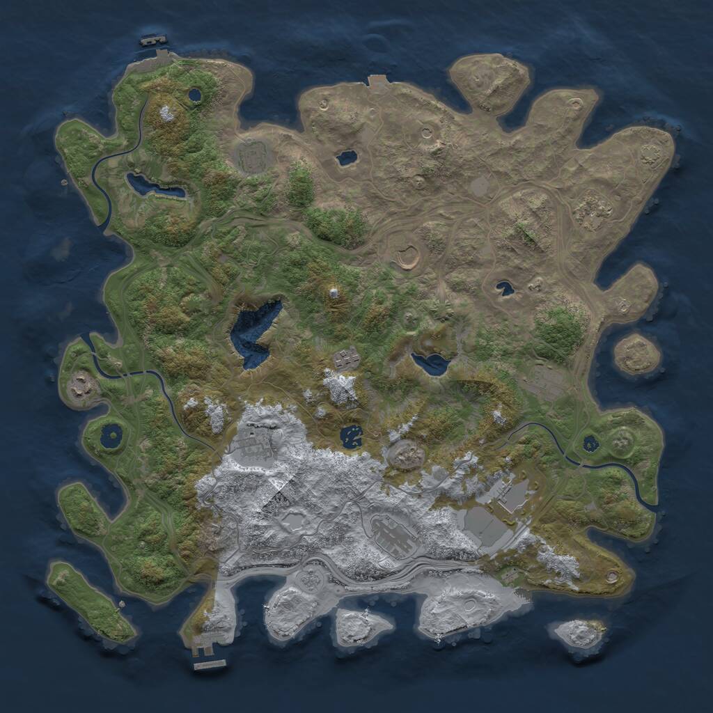 Rust Map: Procedural Map, Size: 4500, Seed: 820009556, 16 Monuments