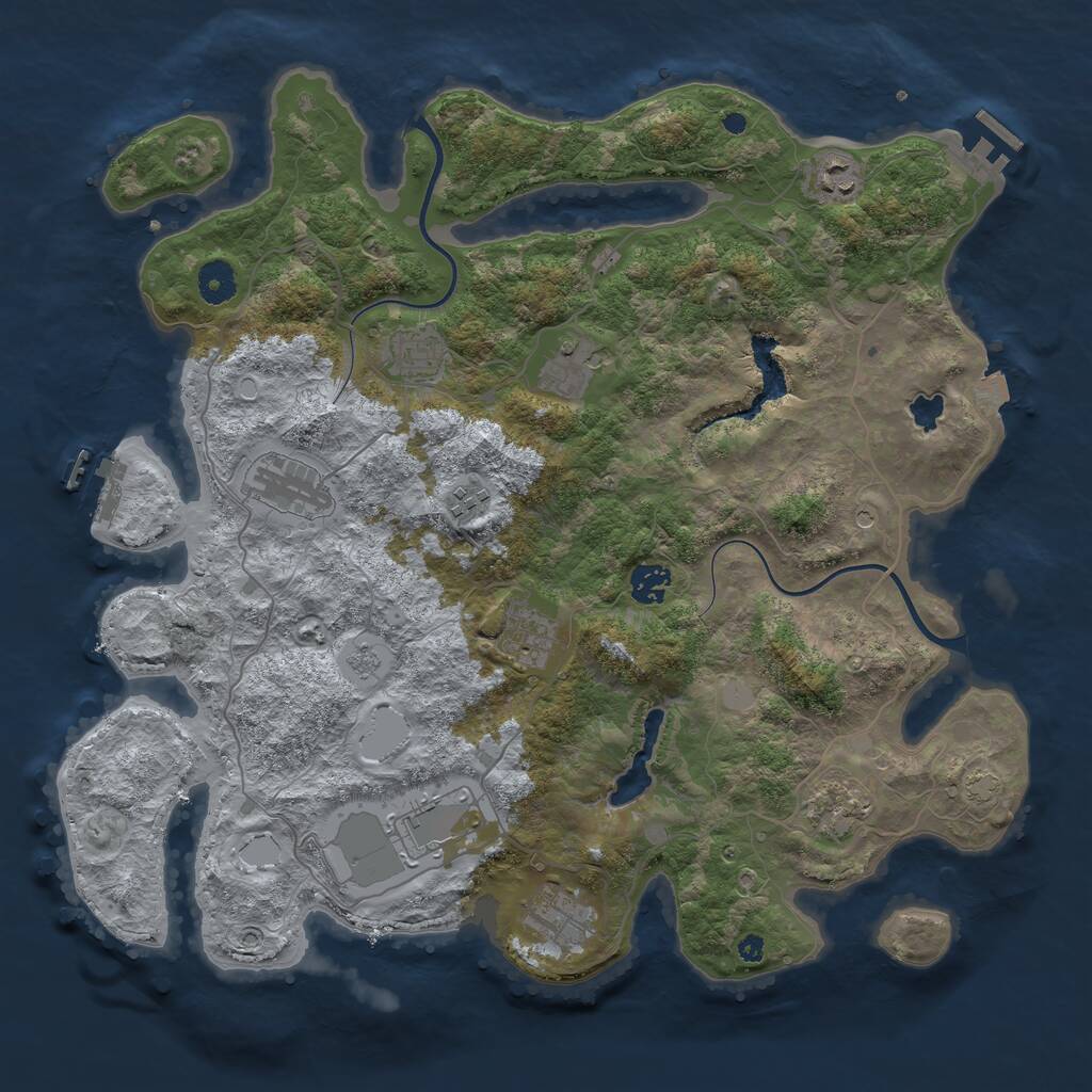 Rust Map: Procedural Map, Size: 4000, Seed: 54879445, 16 Monuments